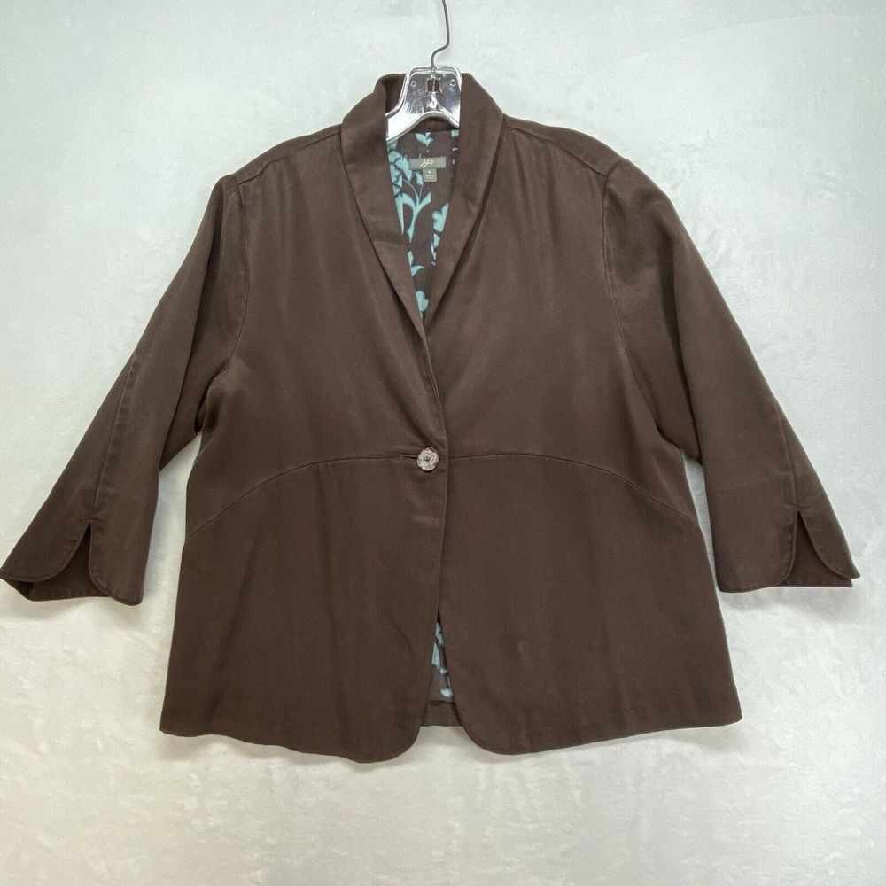 J. Jill Jacket/Blazer Womens Medium One-Button Brown lined floral